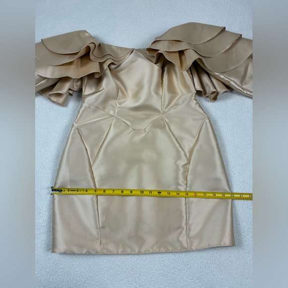 ASOS Off-Shoulder Gold Mini Dress US Size 6 - Picture 11 of 13